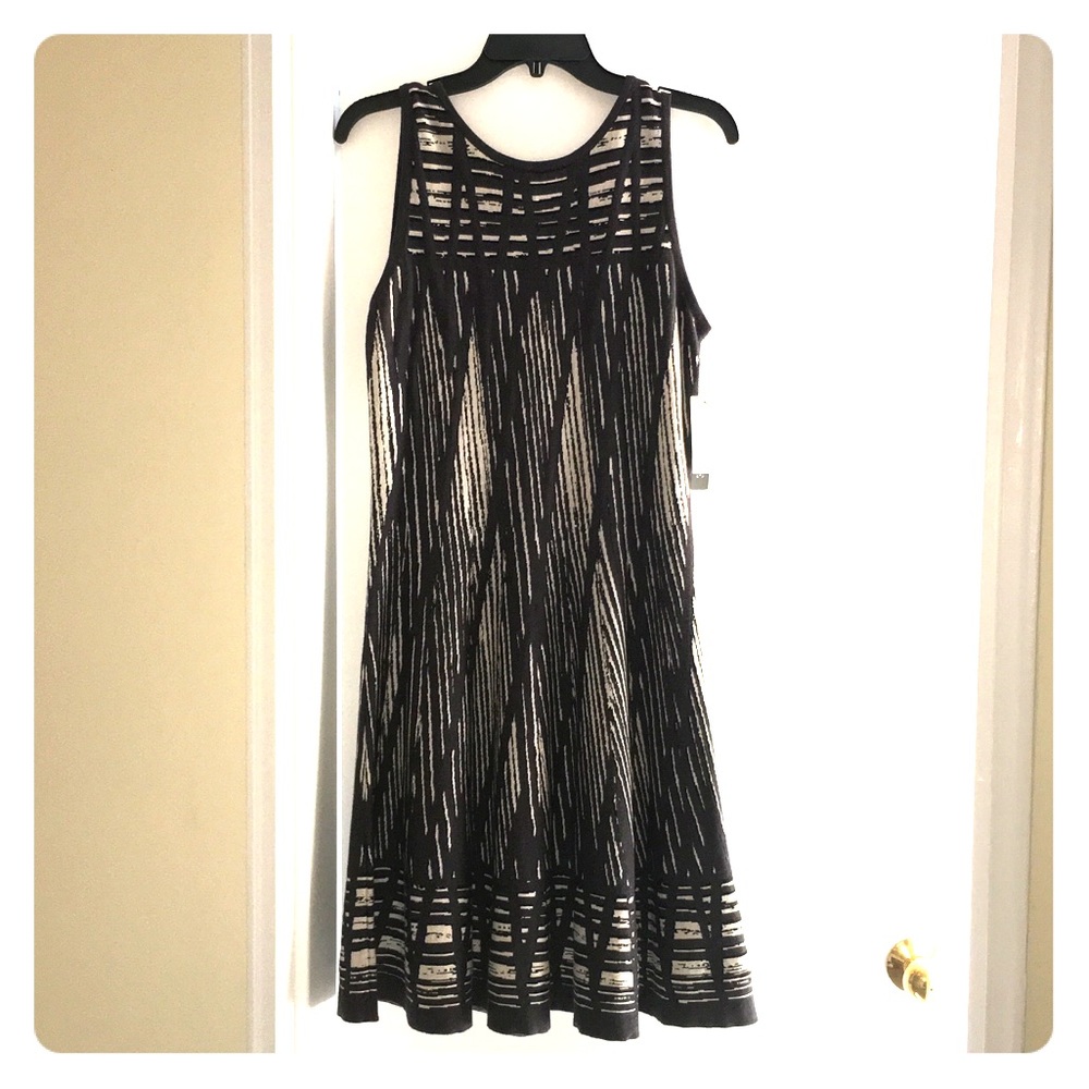 Nic + Zoe Charcoal and Cream Dress